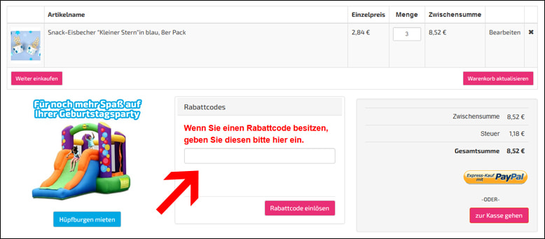 Im Warenkorb kannst du deinen Geburtstagsfee Coupon einlösen Deinen Geburtstagsfee Gutschein verwendest du im Warenkorb
