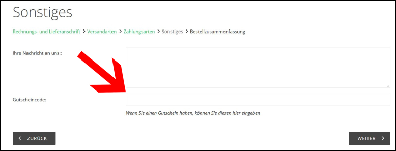 Trage hier deinen Code ein GravurXXL Gutschein am Ende der Bestellung eingeben
