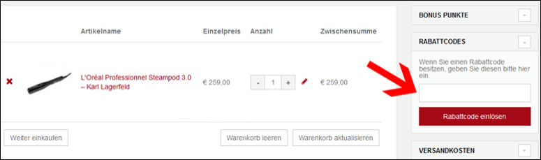 Den Hairlando Rabattcode einlösen Der Hairlando Gutschein wird im Warenkorb eingegeben