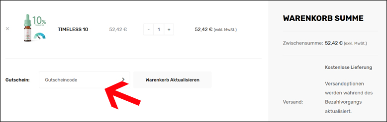 Hier den Hanfama Gutscheincode eingeben Einen Hanfama Gutschein im Warenkorb einlösen