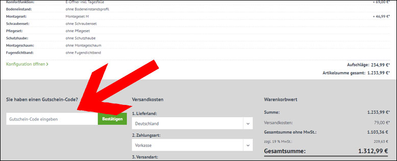 Haus-Nebeneingangstueren Rabattcode an der Kasse einlösen Den Haus-Nebeneingangstüren Gutschein an der Kasse einlösen