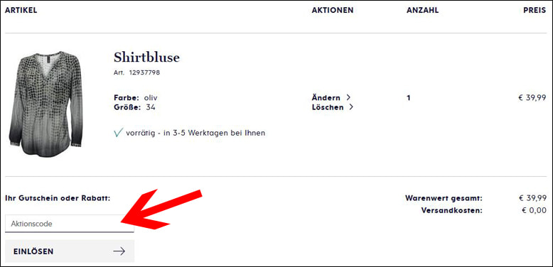 Trage den Code hier ein Den Heine Gutschein nach der Anmeldung im Warenkorb einlösen