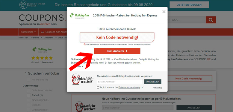 Klicke auf Zum Anbieter um zur Angebotsseite zu gelangen Über Zum Anbieter kommst du direkt zur Aktionsseite