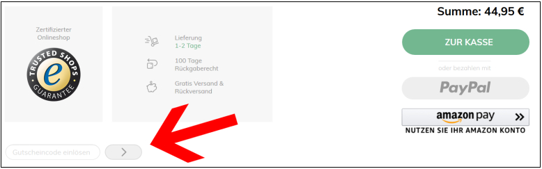 Deinen Gutscheincode im Warenkorb einfügen. Füge deinen HUT.de Gutschein im Warenkorb ein.