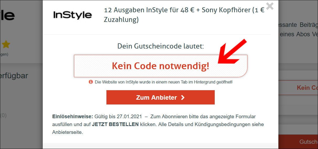 Mit einem Rabattcode für InStyle wirst du direkt zur Aktion weitergeleitet Spare ohne InStyle Gutscheincode