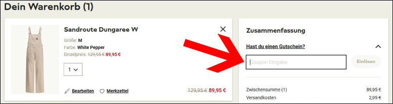 Coupon eingeben Jack Wolfskin Gutschein im Warenkorb einlösen