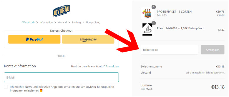 Deinen JoyBräu Rabatt nutzt du an der Kasse Den JoyBräu Gutschein an der Kasse einlösen