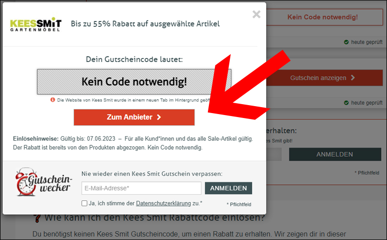 Bei Kees Smit Gutscheinen wird kein Code benöigt. Kees Smit Gutschein hier einlösen