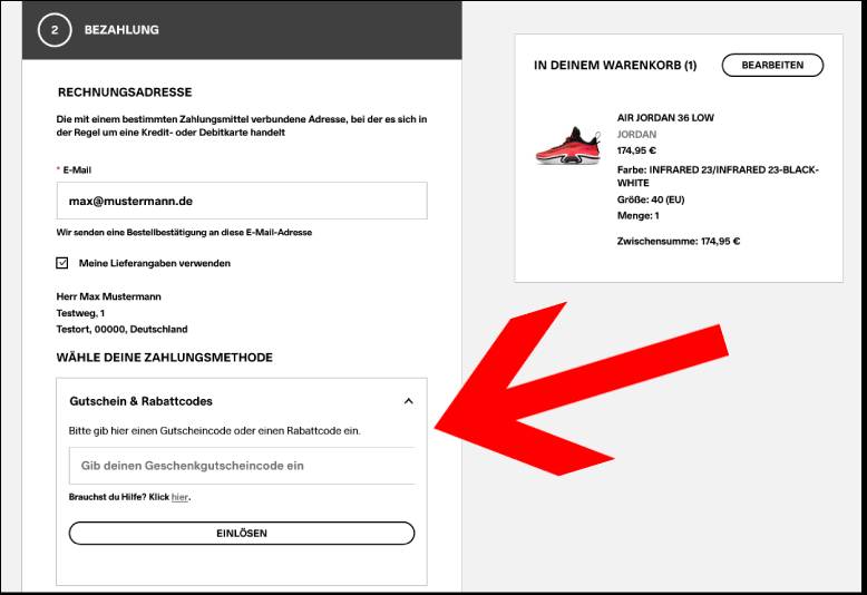 Gutscheincode einlösen KICKZ Rabattcode im Warenkorb einlösen