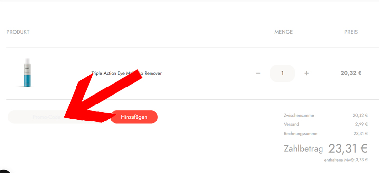 Den Deal im Warenkorb einlösen Den KLAPP Promocode im Warenkorb einlösen