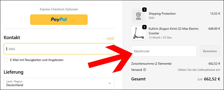 Den KuKirin Rabatttcode gibst du an der Kasse ein