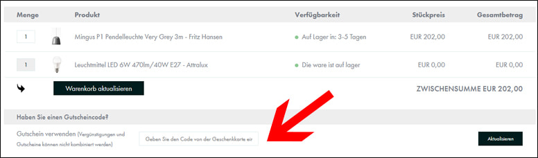 So löst du deinen Lampenmeister Rabattcode im Warenkorb ein Deinen Lampenmeister Gutschein löst du im Warenkorb ein
