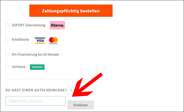 Hier den Gutscheincode eingeben Den liquid-life Gutschein einlösen