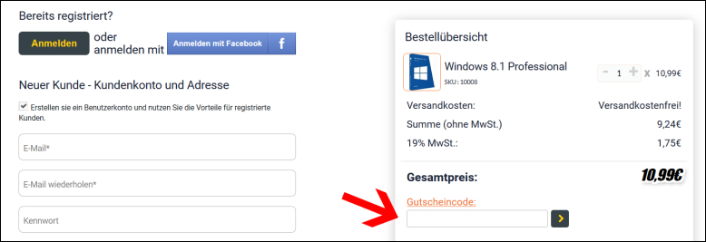 Löse deinen Gutschein hier ein Wende deinen Lizensio Gutschein im Warenkorb an