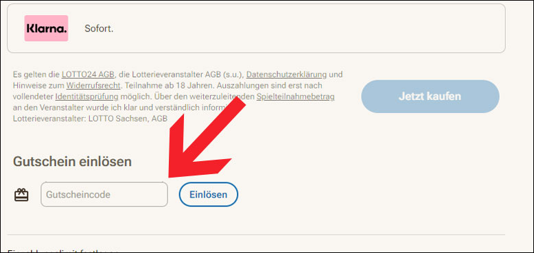 Deinen Lotto24 Gutscheincode kannst du im Warenkorb eingeben Den Lotto24 Gutschein im Warenkorb einlösen