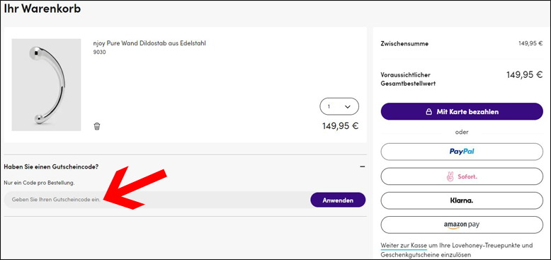 Lovehoney Gutscheincode hier eingeben Lovehoney Gutschein aktivieren