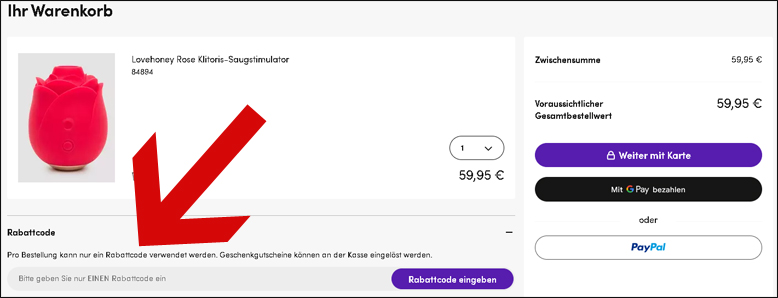 Lovehoney Gutscheincode hier eingeben Lovehoney Gutschein aktivieren