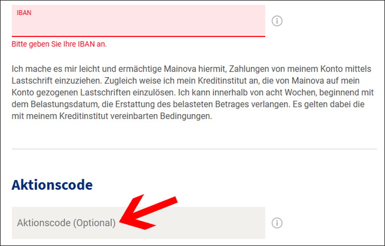 Aktionscode während des Bestellprozesses einlösen Mainova Aktionscode während des Bestellprozesses aktivieren