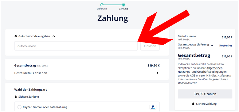 Gutscheincode im letzten Bestellschritt einlösen ManoMano Gutschein im letzten Bestellschritt einlösen
