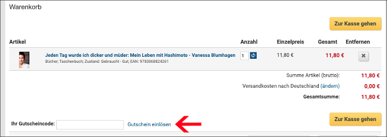 Löse hier den Gutscheincode ein Ein medimops Gutschein kann im Warenkorb eingegeben werden