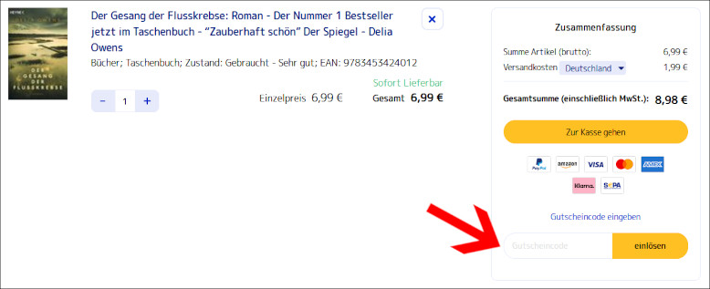 Deinen medimops Gutscheincode kannst du im Warenkorb eingeben Den medimops Gutschein im Warenkorb einlösen