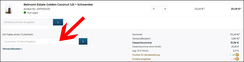Gutscheincode eingeben