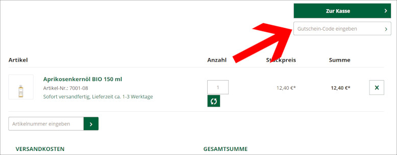 Deinen Mittel zum Leben Gutscheincode gibst du im Warenkorb ein Den Mittel zum Leben Gutschein im Warenkorb einlösen
