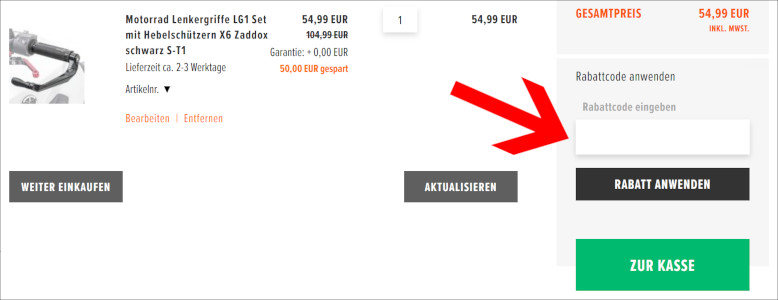 Deinen Motea Rabattcode gibst du im Warenkorb ein Den Motea Gutschein im Warenkorb einlösen