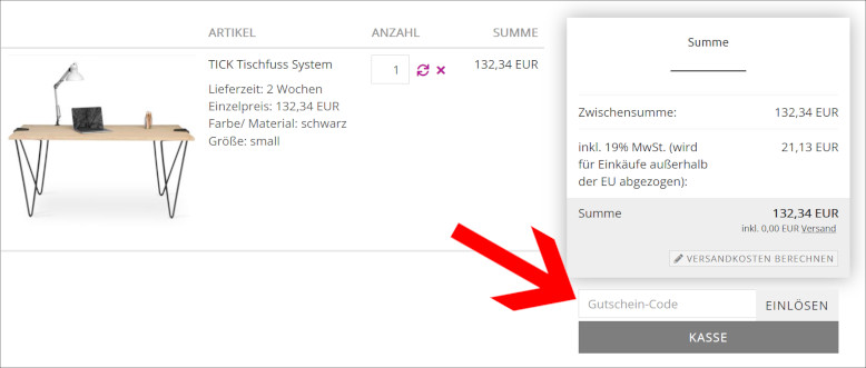 Deinen movisi Gutschein löst du direkt im Warenkorb ein Den movisi Gutschein-Code im Warenkorb eingeben
