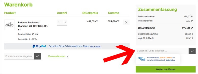 Löse deinen Gutschein ein Den MSZweirad Gutschein aktivierst du im Warenkorb