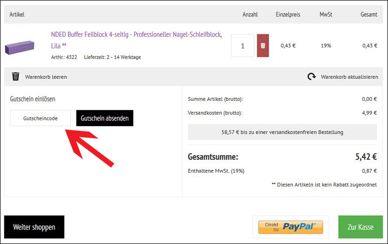 Den nded Gutschein hier einlösen Deinen nded Gutschein löst du im Warenkorb ein