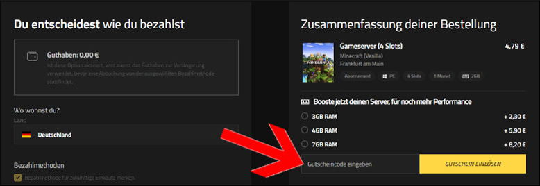 Rabattcode hier eingeben Nitrado Gutschein einlösen
