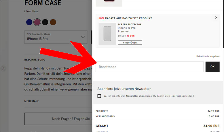 Gutschein im Warenkorb einlösen Nudient Rabatt Code im Warenkorb einlösen