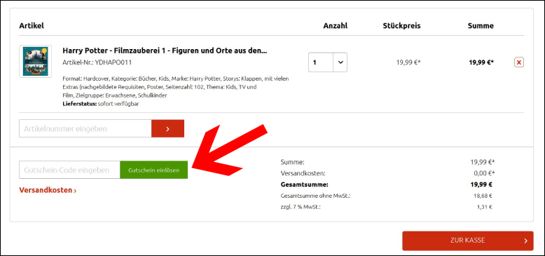 Gib den Panini Code im Warenkorb ein Den Panini Gutschein im Warenkorb einlösen