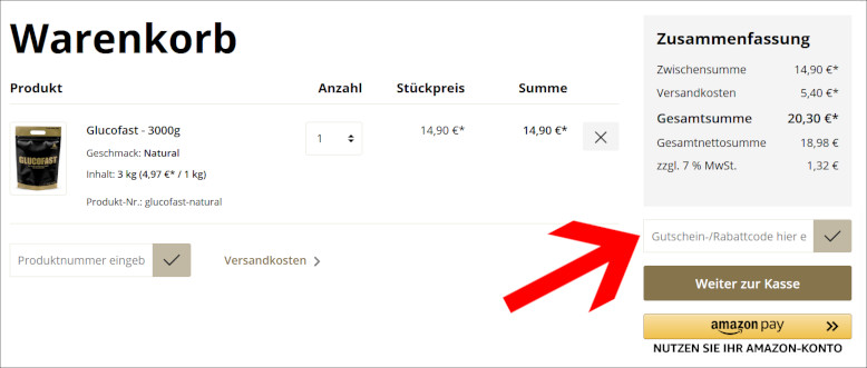 Einen Peak Rabattcode gibst du im Warenkorb ein. Den Peak Gutschein Code im Warenkorb eingeben