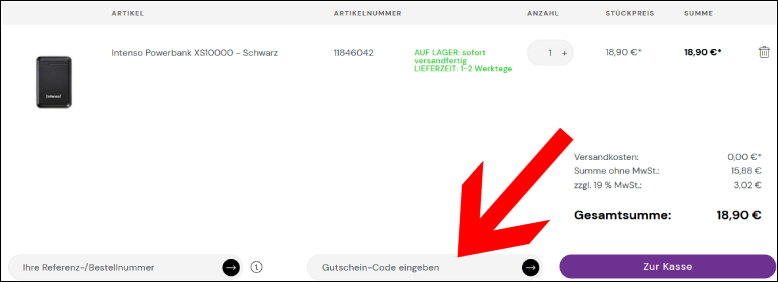 Den Code hier einfügen Playox Gutschein im Warenkorb einlösen