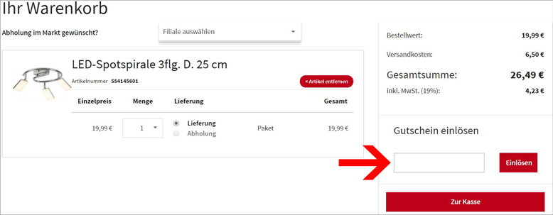 Deinen POCO Gutscheincode hier einlösen POCO Gutschein im Warenkorb einlösen