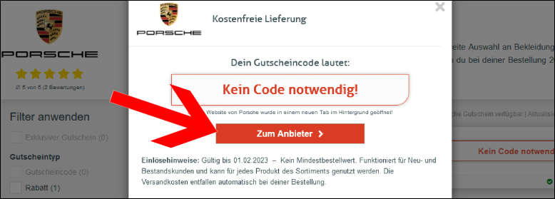 Den Coupon hier einlösen Porsche Rabatt über den Anbieterlink erhalten
