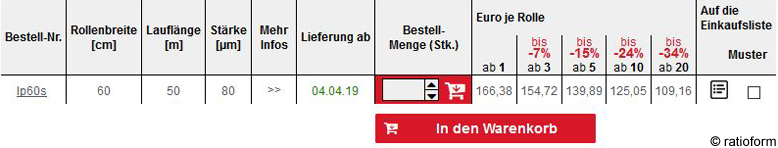 Sparen mit dem ratioform Mengenrabatt Der ratioform Mengenrabatt