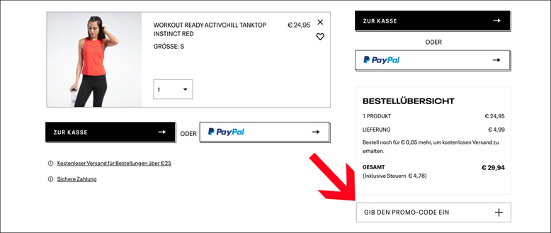 Reebok Gutschein: 20% + 4,99€ einlösbar im Nov. 2020