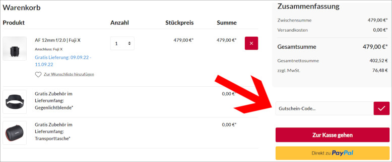 Deinen Samyang Gutscheincode kannst du im Warenkorb nutzen Den Samyang Gutschein im Warenkorb einlösen