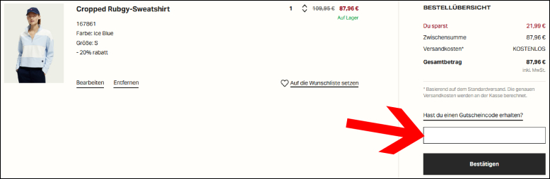 Gutscheincode eingeben Scotch an Soda Gutschein im Warenkorb einlösen