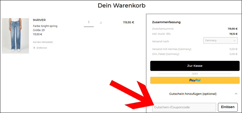 Löse deinen GANG Gutschein im Warenkorb ein