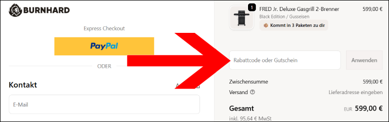 Burnhard Rabattcode an der Kasse einlösen