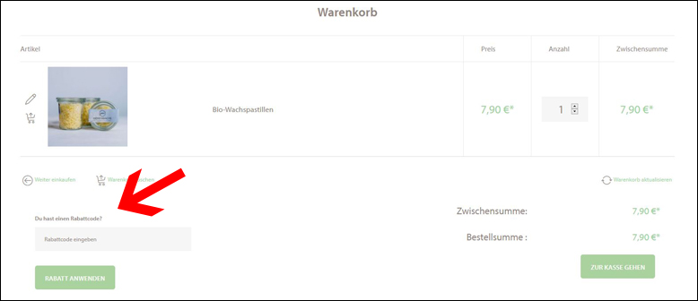 Rabattcode im Warenkorb eingeben Bitte den Jojeco Gutschein im Warenkorb eingeben