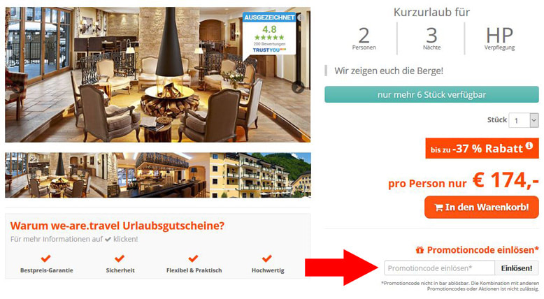 Hier löst du deinen we-are.travel Gutschein ein Sparen mit dem we-are.travel Gutschein