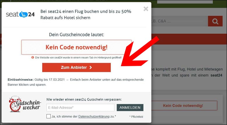 Direkt zur Aktion gelangen Den seat24 Gutschein nutzen