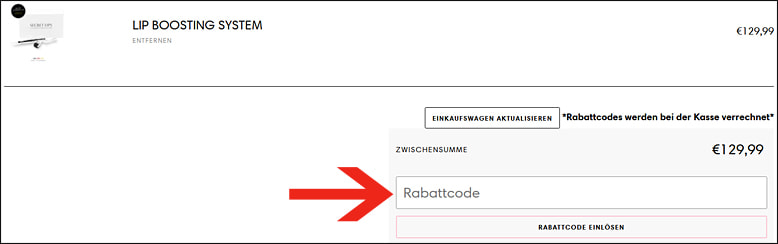 Einen Secret Lips Rabattcode im Warenkorb einlösen Löse den Secret Lips Gutschein im Warenkorb ein