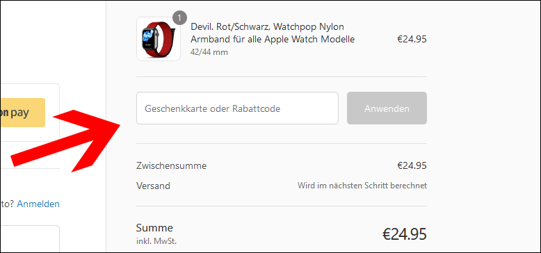 Tippe hier deinen Coupon ein. Gib deinen Bluestein Gutschein an der Kasse an.