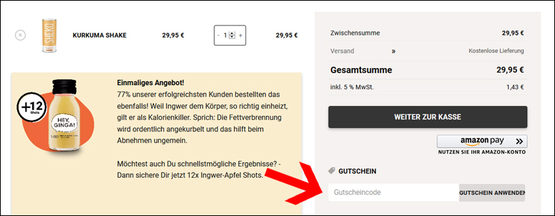 Löse deinen Rabattcode hier ein Deinen Sheko Gutschein kannst du einfach im Warenkorb einlösen